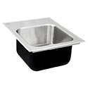 Stainless steel single bowl sink with faucet ledge