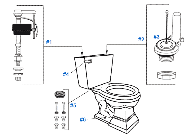 Mansfield Brentwood Toilet Replacement Parts