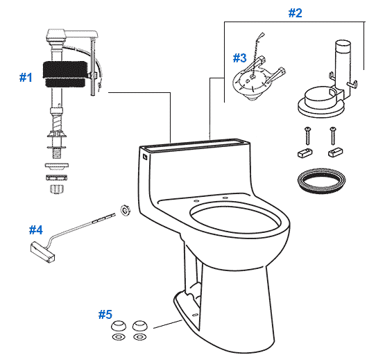 Parts diagram for Mansfield 722 toilets