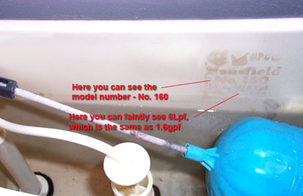 Example of Mansfield toilet tank model number