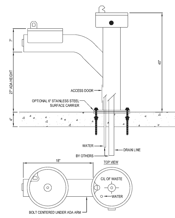 ADA compliant sculptured pedestal drinking fountains