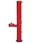 Standard outdoor shower with ADA compliant drinking fountain attached