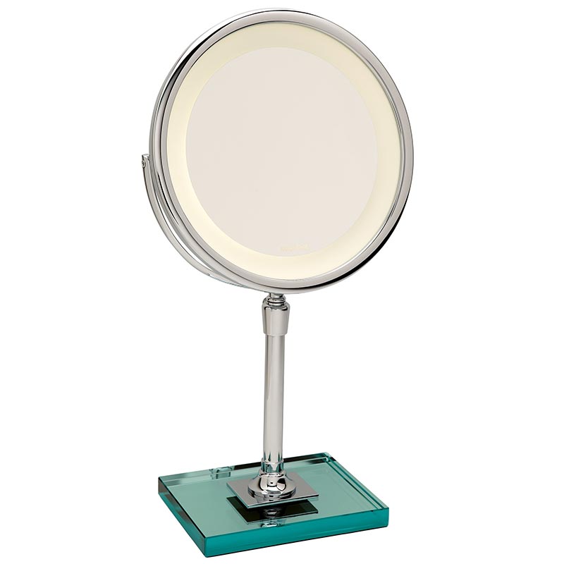 Miroir Brot Illuminated Vanity Mirrors Miroir Brot Vanity Table Top Mirror On Glass Bases Elegance In Chrome Finish
