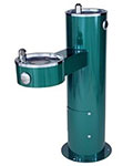 Colorful two bubbler pedestal fountain