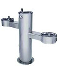 Stainless steel three bubbler pedestal fountain