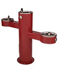 Colorful three bubbler pedestal fountain