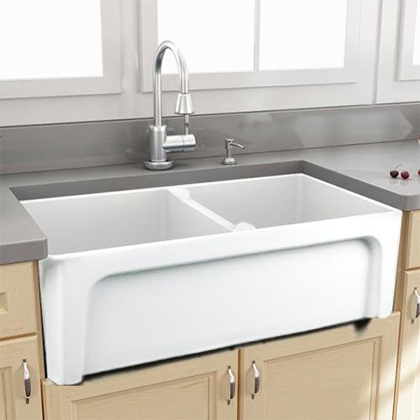 Double Bowl Apron Front Fireclay Sink