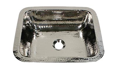 Nantucket rectangular hammered brass sink in bright nickel