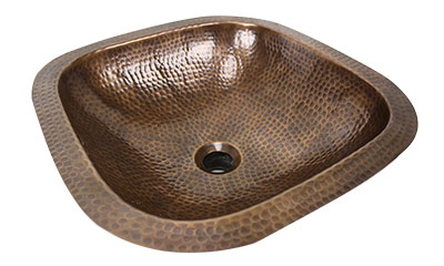 Nantucket square hammered copper sink in copper