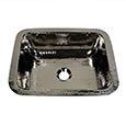 Rounded rectangular hammered brass sink