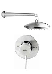 Concealed dual inlet outdoor shower