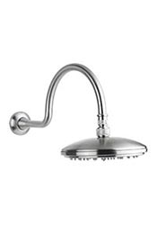 Curved shower arm with 8-inch head