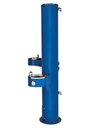 Standard outdoor shower with ADA compliant drinking fountains attached