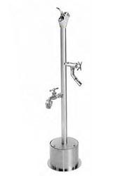 Freestanding drinking fountain with footshower and hosebibb