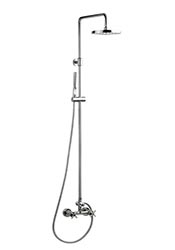 Wall mounted contemporary dual inlet outdoor shower with handspray