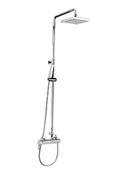 Dual inlet wall mounted outdoor shower with square head and handspray