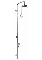 Pullchain wall mounted outdoor shower with footshower
