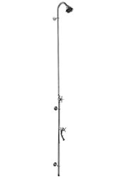 Single inlet wall mounted outdoor shower with footshower