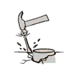 Removing cement around the flange