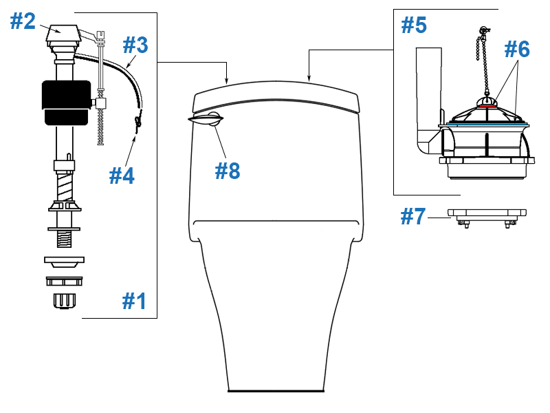 Repair parts diagram for Porcher Veneto II one-piece toilet - model #97220