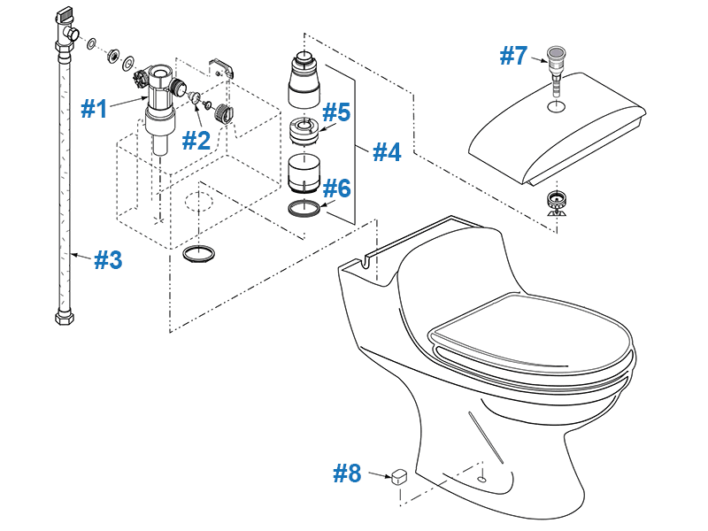 Repair parts diagram for Porcher Veneto one-piece toilet - model #97120