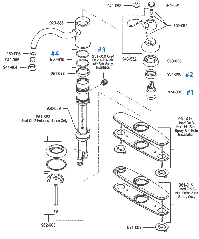 Price Pfister Kitchen Faucet Parts Marielle Series