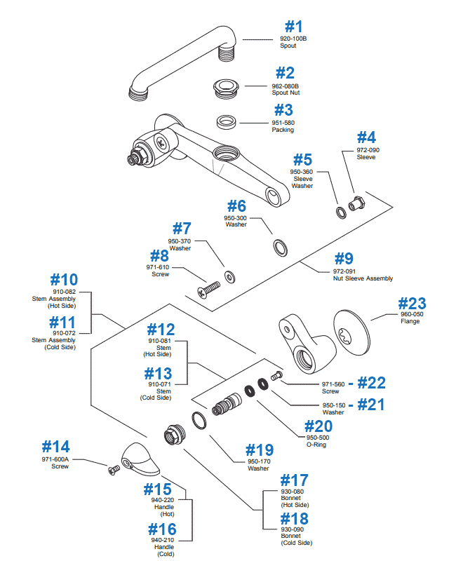Faucet Repair Parts for Series 69 Laundry Faucet