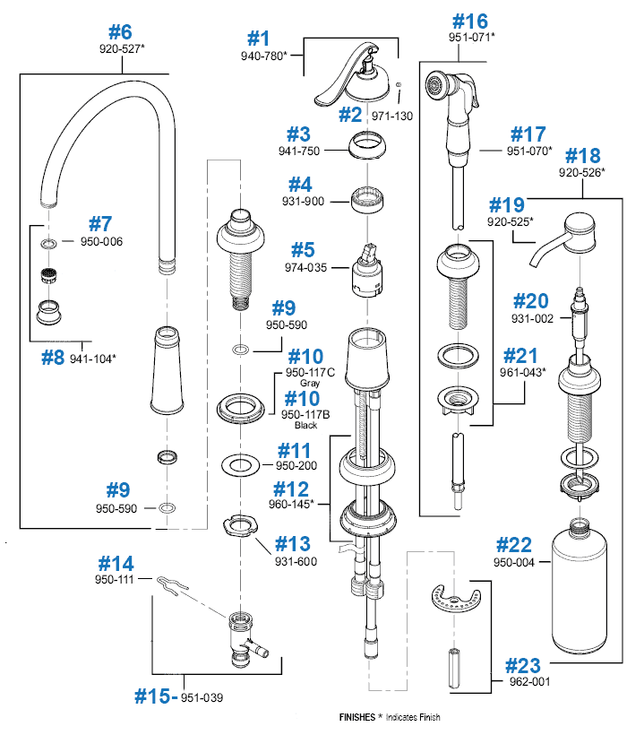 Price Pfister - Ashfield Series Kitchen Faucet Repair Parts