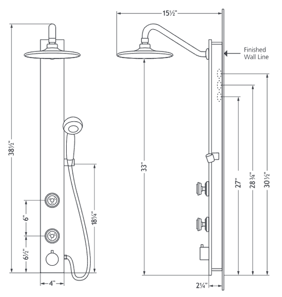 Designer Shower Columns With Hand Shower