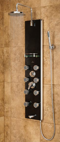 Makena II shower spa with black panel