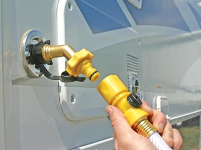 Heavy duty connector attached to RV outlet