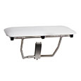 image of compact folding tub and shower seat, shown in naugahyde white