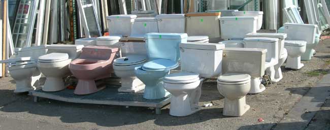 toilet at salvage yard