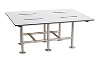 Bariatric shower bench with swing down legs