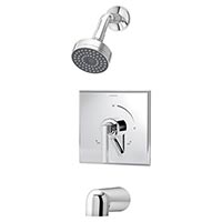 Duro tub shower system with round tub spout