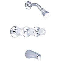 Banner tub shower system with acrylic handles