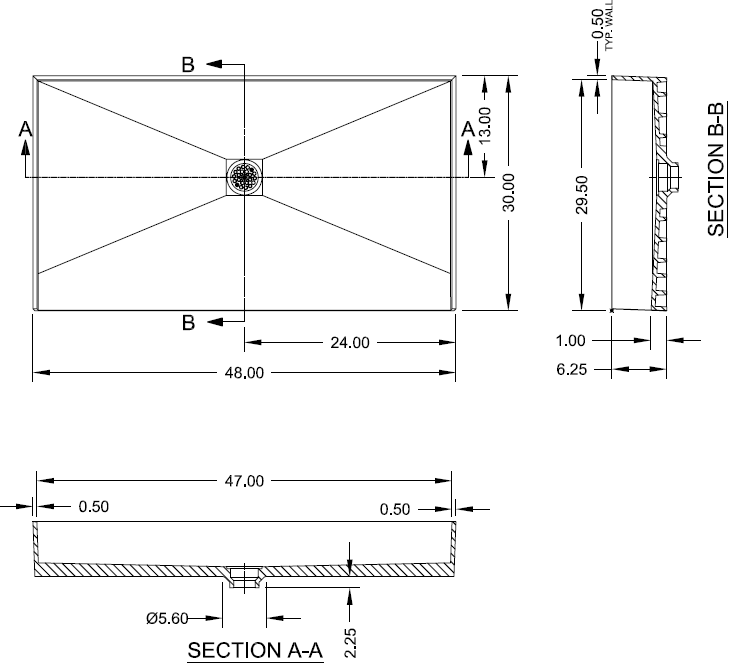 shower pan dimensions 3048cbf