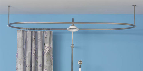 Example of oval shower curtain rod installed