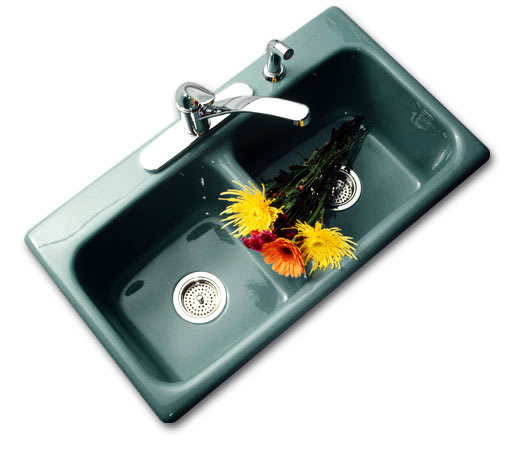 Double Bowl Kitchen Sinks Porcelain Looks With Cast Iron