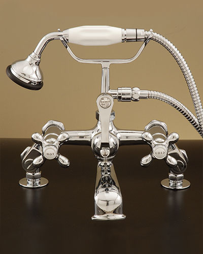 Old Fashioned Deck Mount Tub Faucets With Hand Held Shower