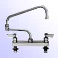 Fisher 8 inch center to center deck mount faucets with double jointed swing spout