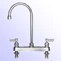 Fisher 8 inch center to center deck mount faucets with gooseneck spout