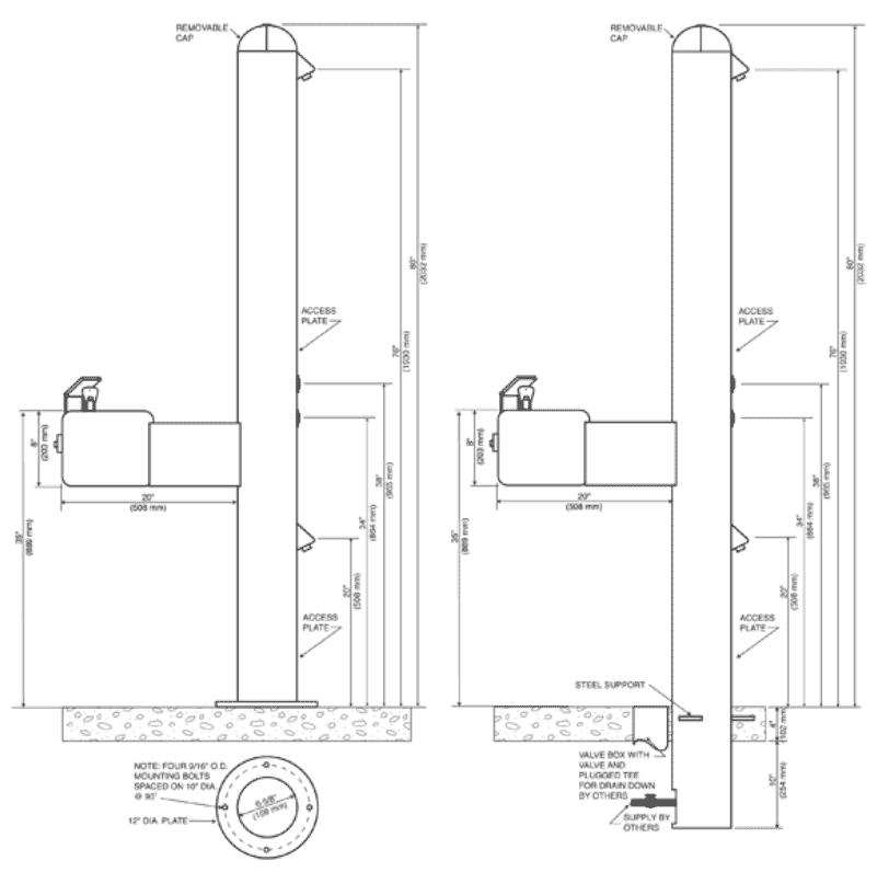 Outdoor pedestal showers