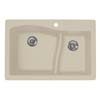 Large/small quartz-granite composite double bowl drop-in kitchen sink