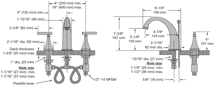 bathroom sink faucet connection size