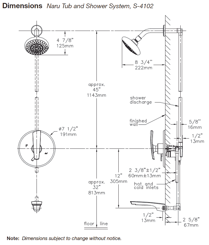 Symmons Naru Tub Shower Systems