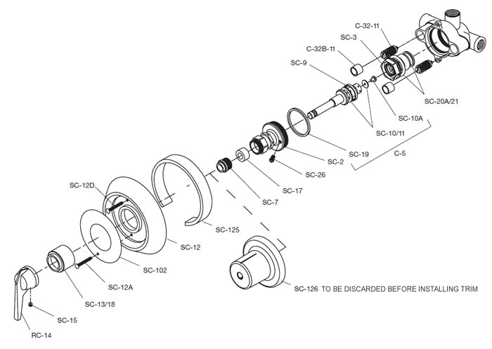 safety mix pressure balancing mixing valve parts