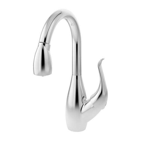 Symmons chrome gooseneck with pull down spray kitchen faucet