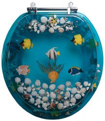 Ocean themed round acrylic toilet seat