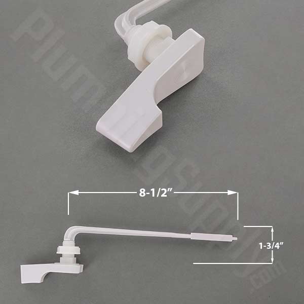 White plastic front mount tank lever